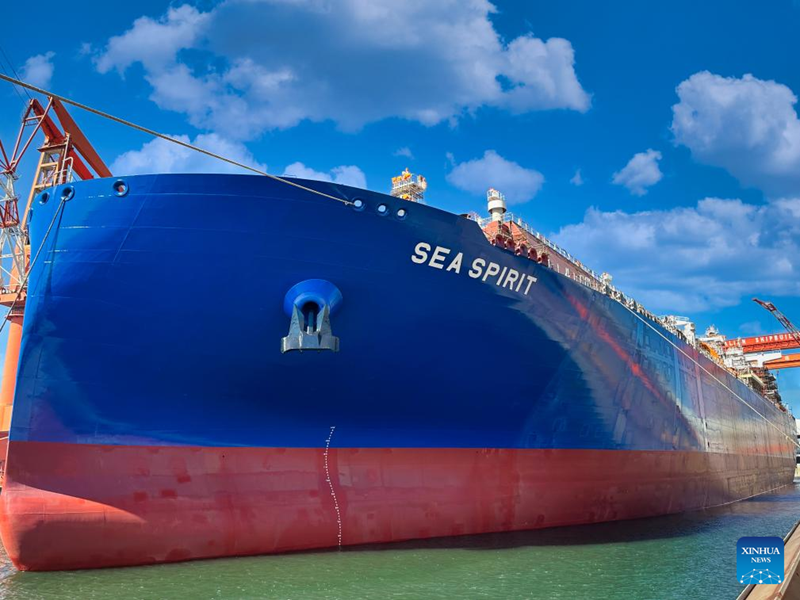 Domestically-developed large LNG carrier launched in NE China's harbor city