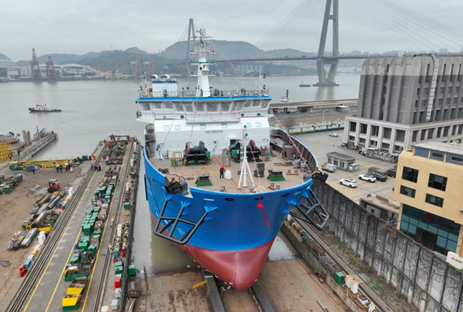 “福州造”再拔头筹 全国首艘自主设计建造的大型海上风电运维母船下水